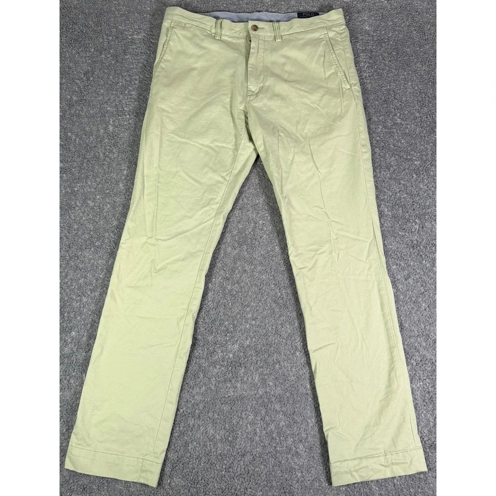 Polo Ralph Lauren Men Light Green Stretch Slim Fit Chino Pants 32/30 Preppy Pony